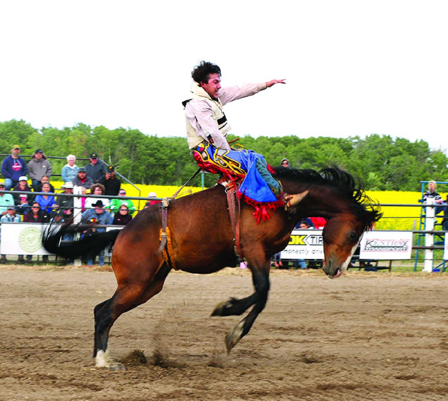 On top of the bulls and broncs rodeo action, there is lots going on this weekend. Above: A bareback rider during last year’s event.